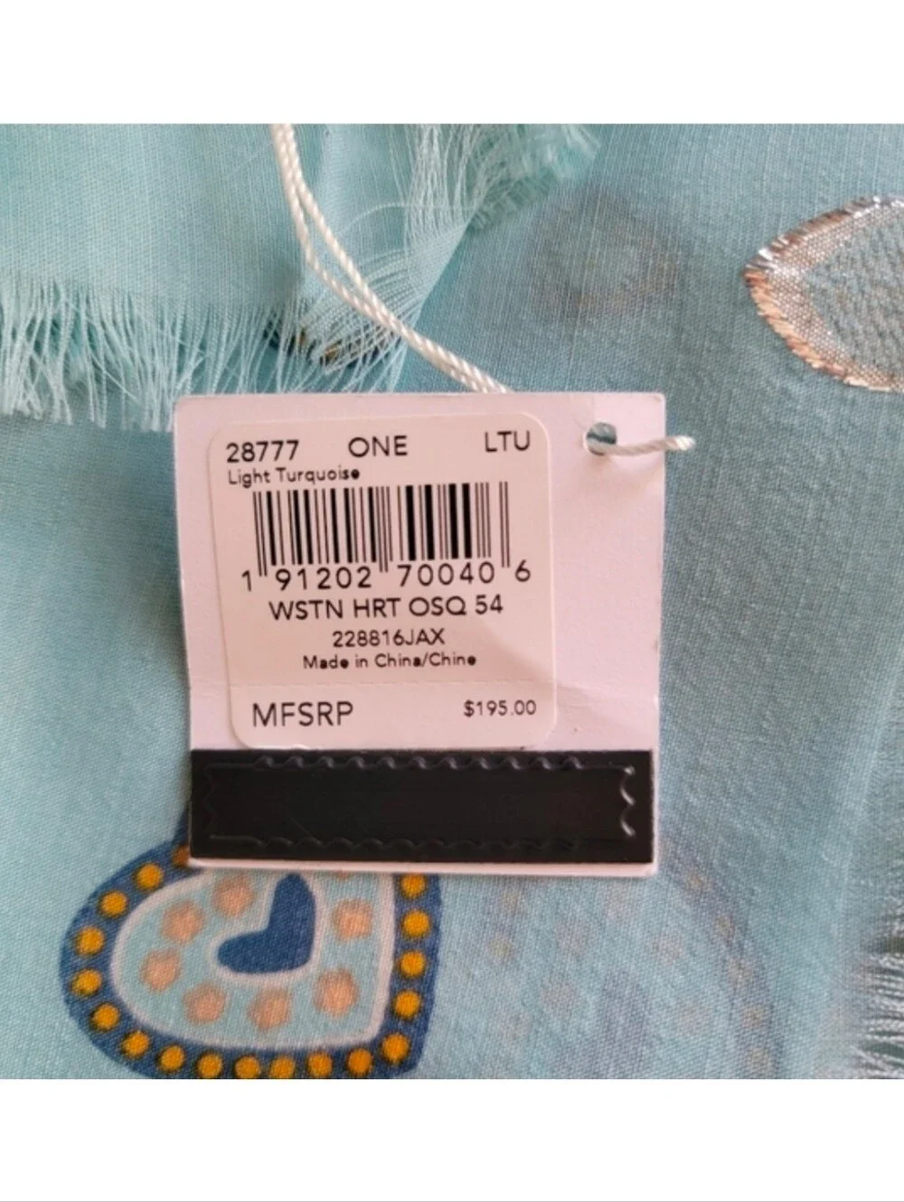 Coach 28777 Western Heart Oversized Blue Silk Blend Square Scarf NWT
